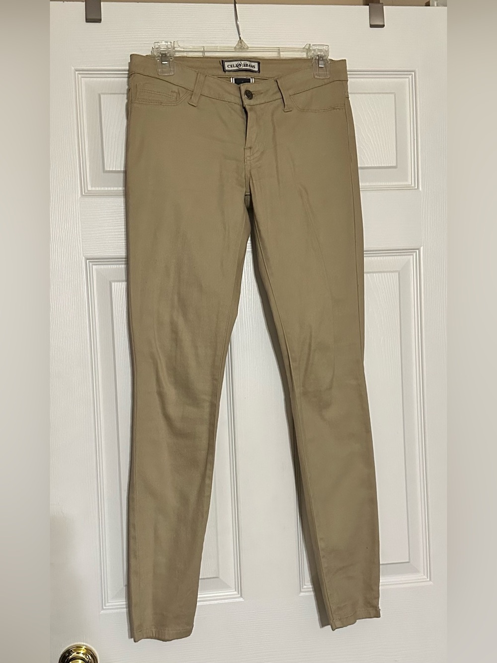 Stretch Skinny Pants in khaki by cello jeans